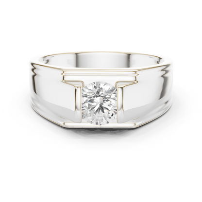 1.00 CT Round Lab-Grown Diamond Men’s Channel-Set Wide Ring in 14K Gold