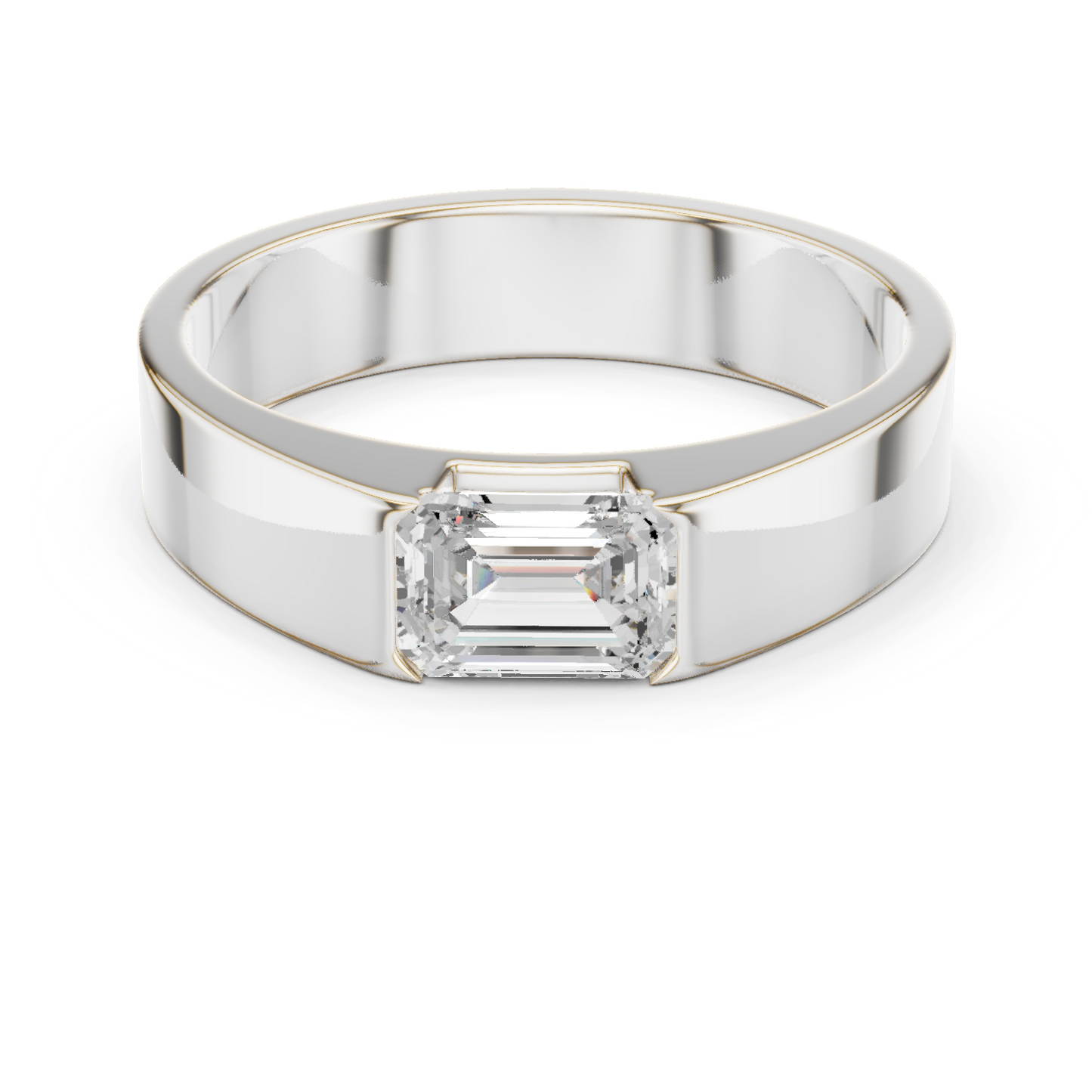 1.02 CT Emerald-Cut Lab-Grown Diamond Men’s Band in 14K Gold