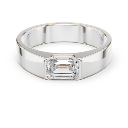 1.02 CT Emerald-Cut Lab-Grown Diamond Men’s Band in 14K Gold