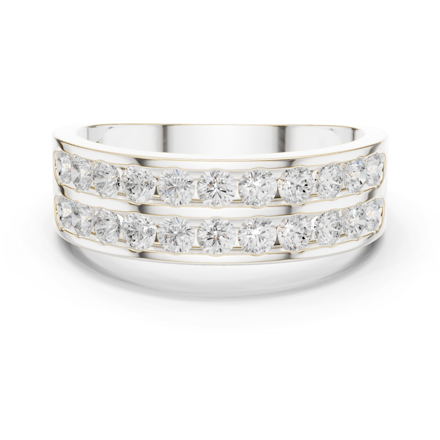1.32 CTW Double-Row Round Lab-Grown Diamond Men’s Band in 14K Gold