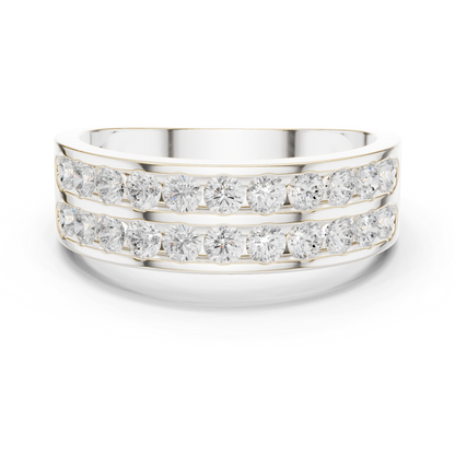1.32 CTW Double-Row Round Lab-Grown Diamond Men’s Band in 14K Gold