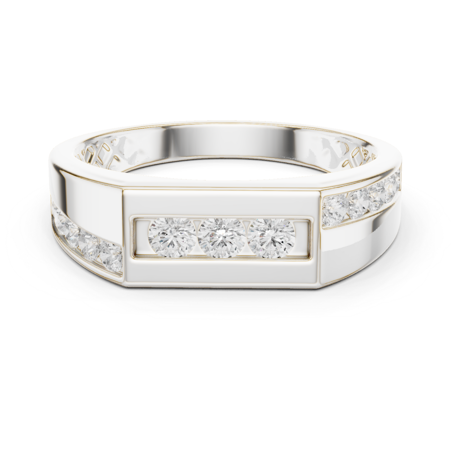 0.55 CTW Round Lab-Grown Diamond Geometric Men’s Band in 14K Gold