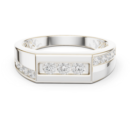 0.55 CTW Round Lab-Grown Diamond Geometric Men’s Band in 14K Gold