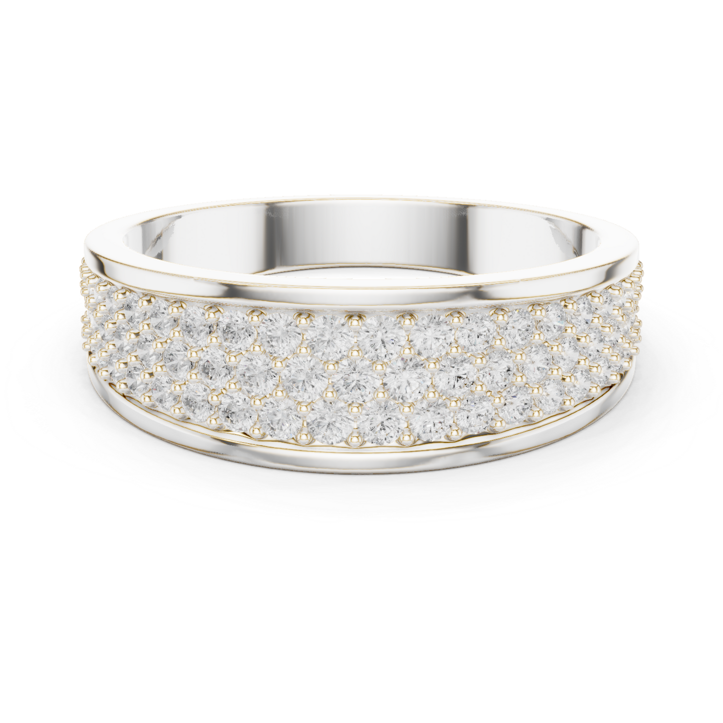 0.93 CTW Multi-Row Pavé Lab-Grown Diamond Wide Men’s Band in 14K Gold