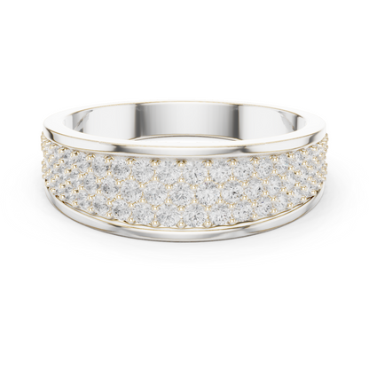 0.93 CTW Multi-Row Pavé Lab-Grown Diamond Wide Men’s Band in 14K Gold