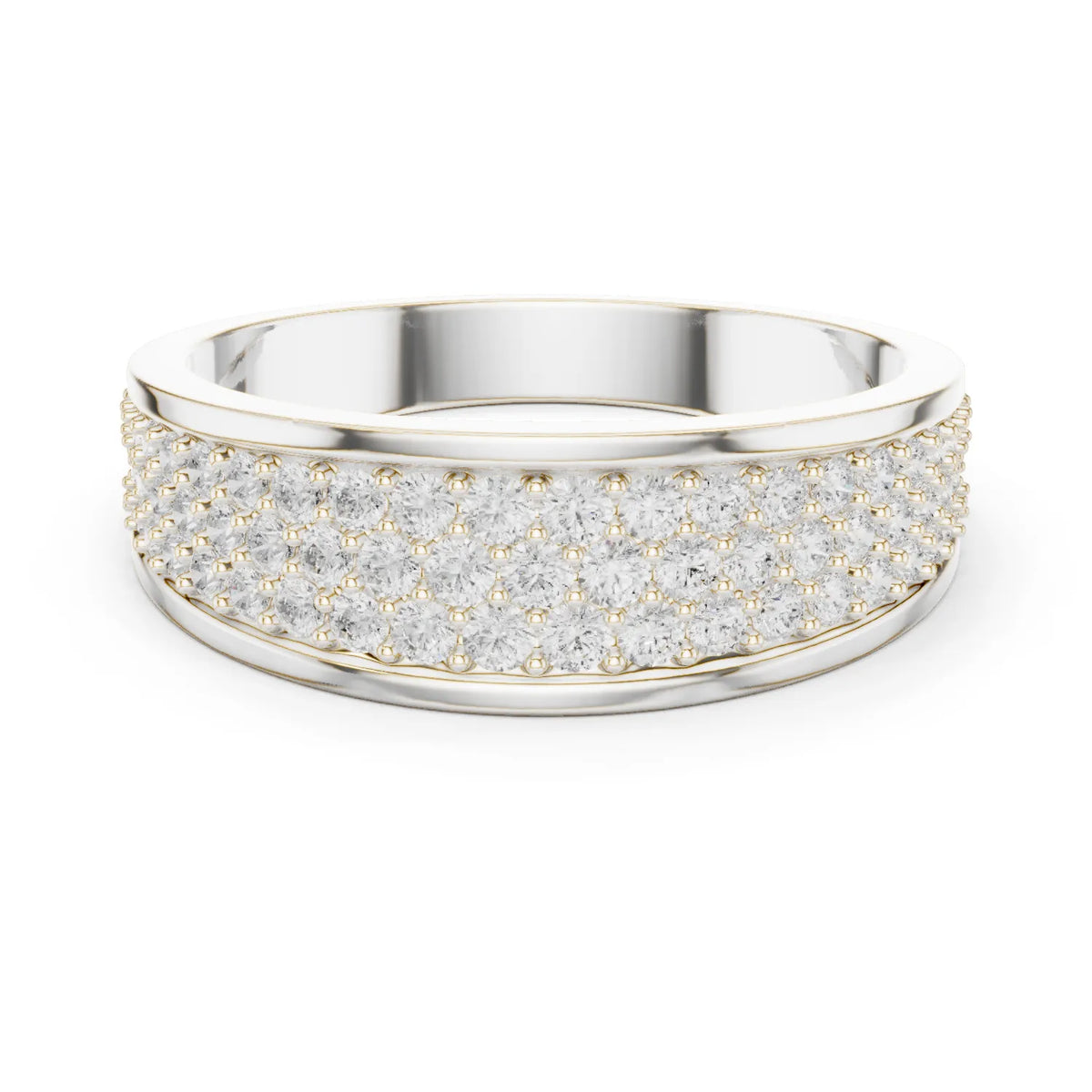 0.93 CTW Multi-Row Pavé Lab-Grown Diamond Wide Men’s Band in 14K Gold
