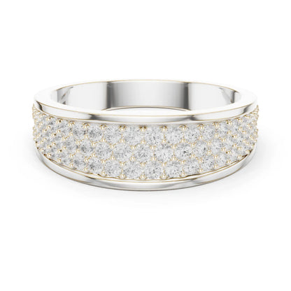0.93 CTW Multi-Row Pavé Lab-Grown Diamond Wide Men’s Band in 14K Gold