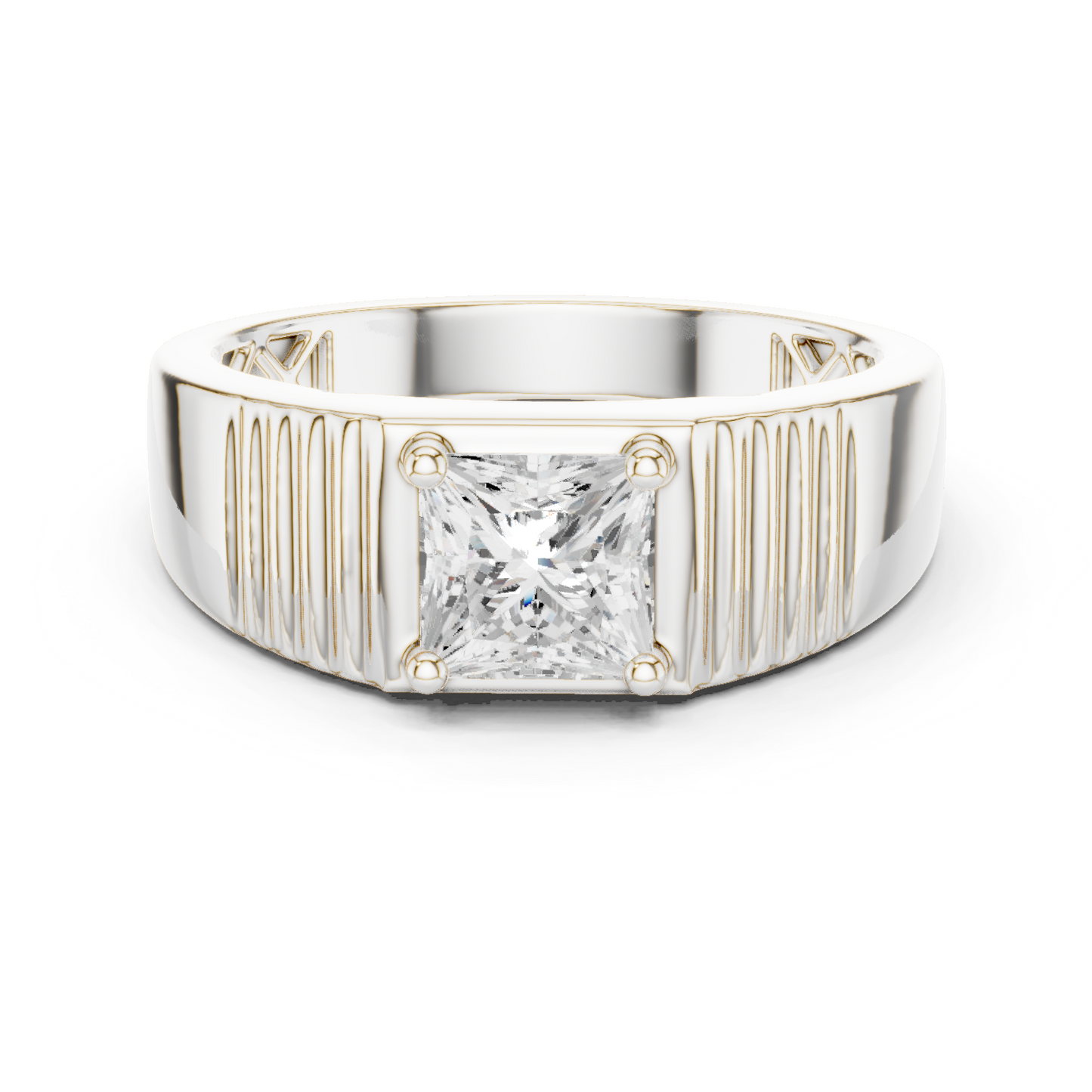 0.78 CT Princess-Cut Lab-Grown Diamond Men’s Ring in 14K Gold