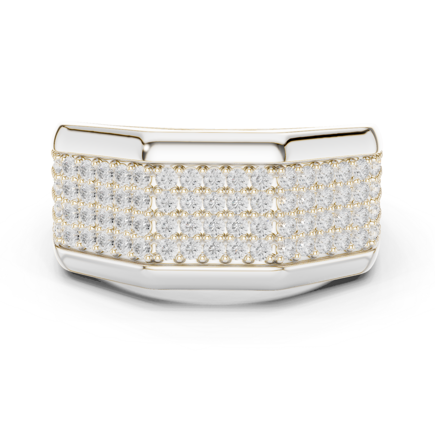 1.20 CTW Multi-Row Round Lab-Grown Diamond Wide Men’s Band in 14K Gold
