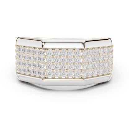 1.20 CTW Multi-Row Round Lab-Grown Diamond Wide Men’s Band in 14K Gold