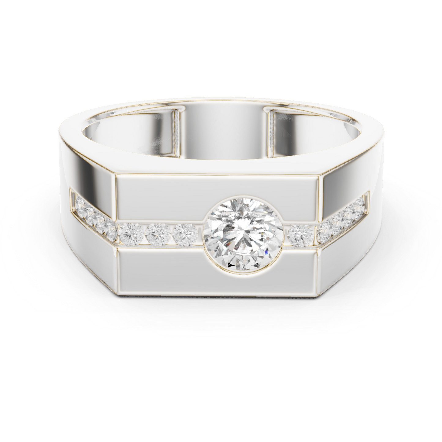 0.68 CTW Round Lab-Grown Diamond Geometric Men’s Band in 14K Gold