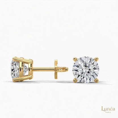 Lab Grown Diamond Stud Earrings – 1 to 4 CTW | 14K White, Yellow & Rose Gold