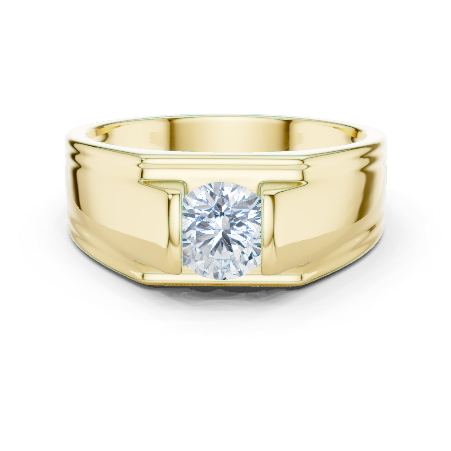 1.00 CT Round Lab-Grown Diamond Men’s Channel-Set Wide Ring in 14K Gold