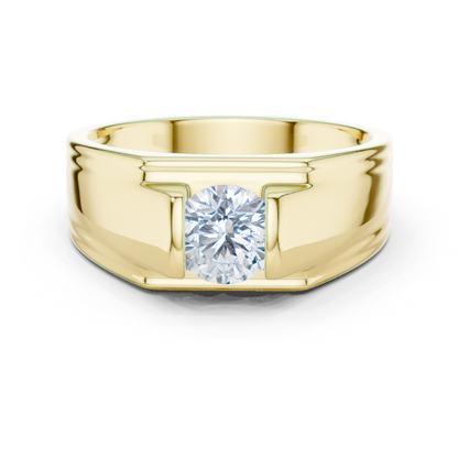 1.00 CT Round Lab-Grown Diamond Men’s Channel-Set Wide Ring in 14K Gold