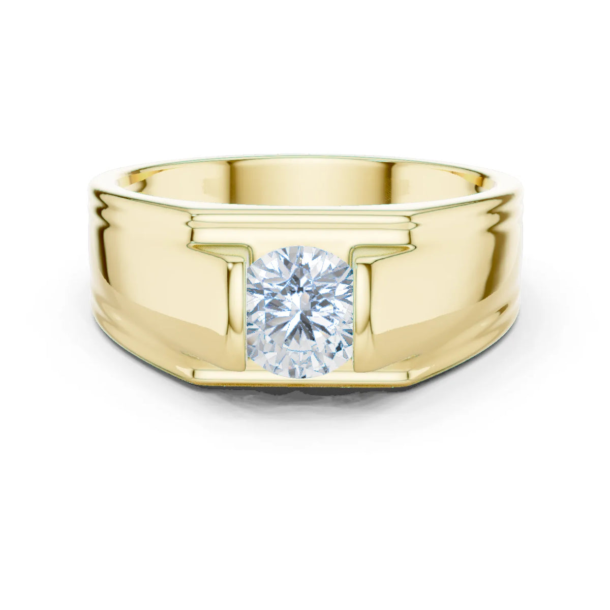 1.00 CT Round Lab-Grown Diamond Men’s Channel-Set Wide Ring in 14K Gold