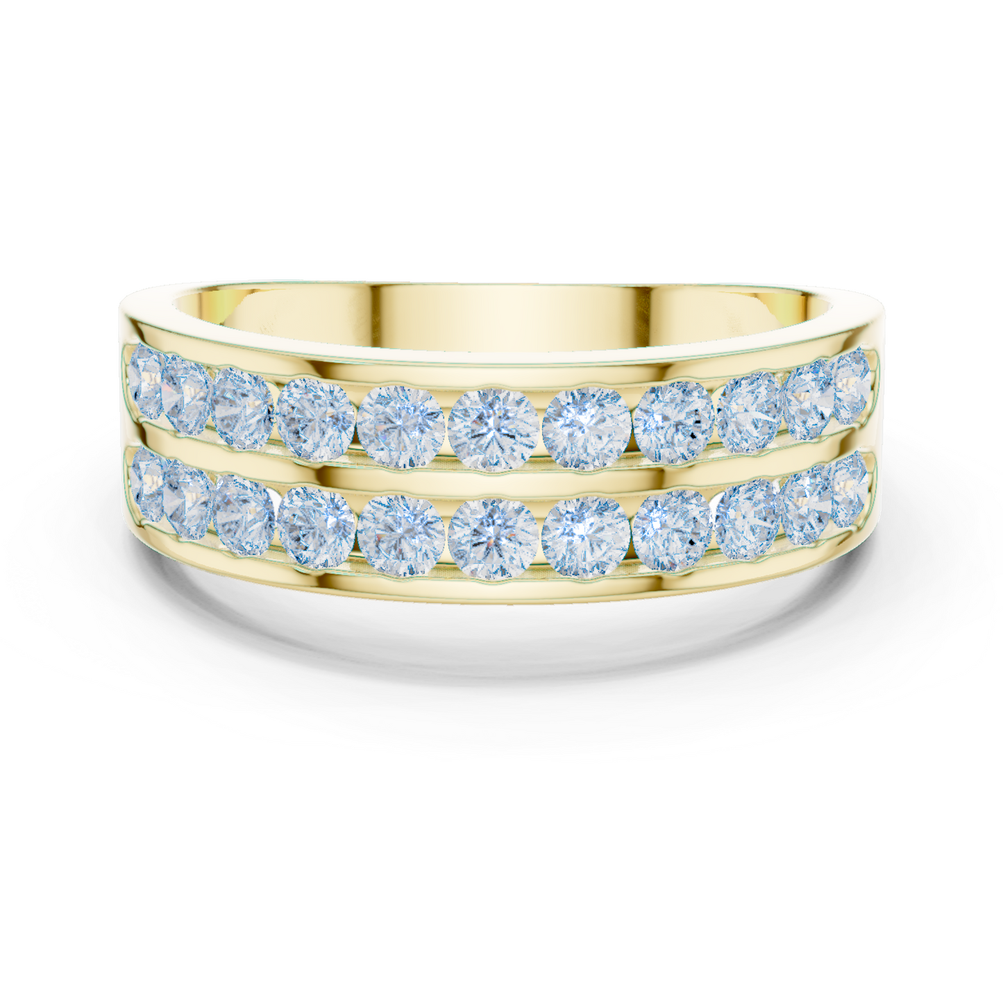 1.32 CTW Double-Row Round Lab-Grown Diamond Men’s Band in 14K Gold