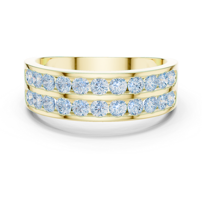 1.32 CTW Double-Row Round Lab-Grown Diamond Men’s Band in 14K Gold