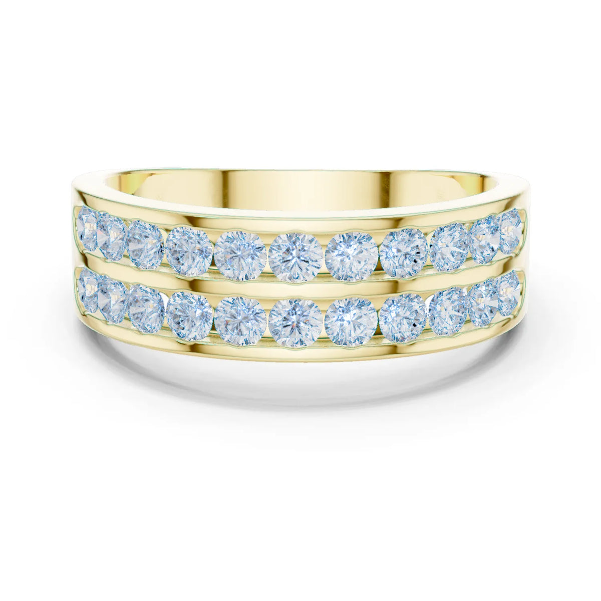 1.32 CTW Double-Row Round Lab-Grown Diamond Men’s Band in 14K Gold