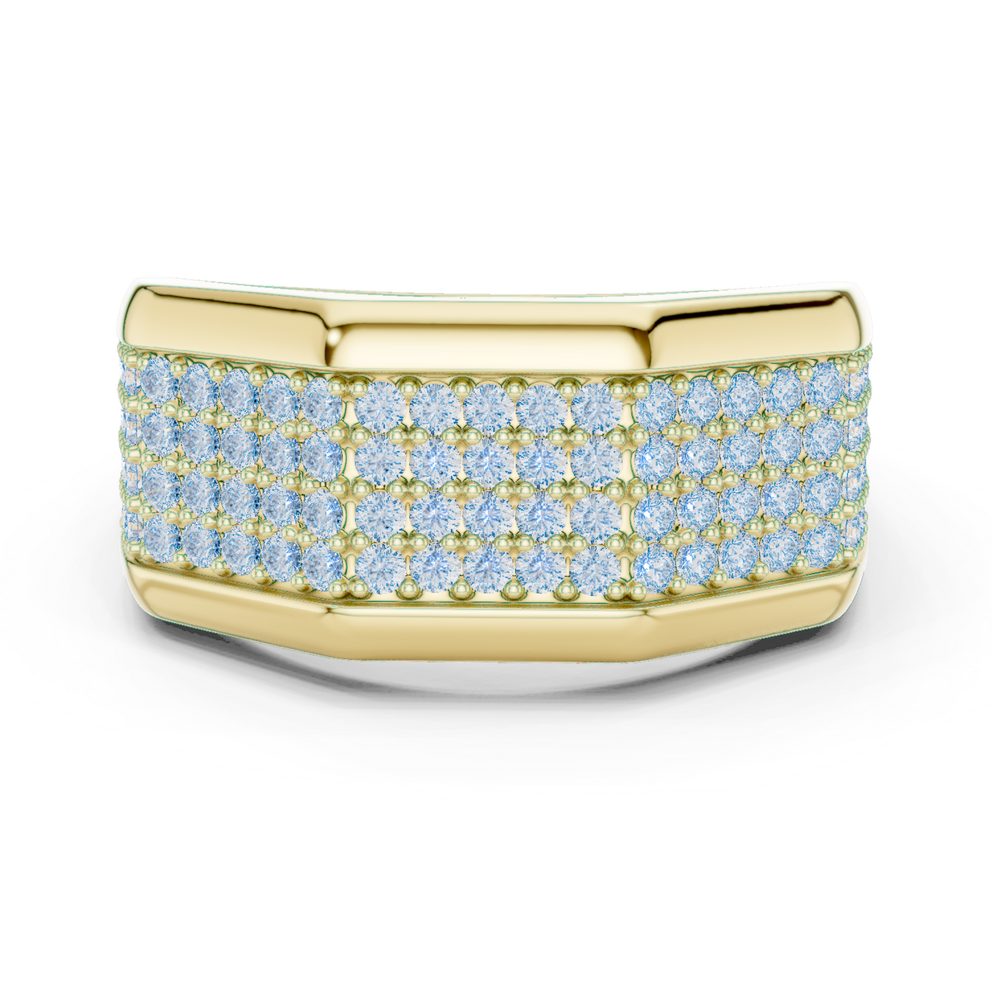 1.20 CTW Multi-Row Round Lab-Grown Diamond Wide Men’s Band in 14K Gold