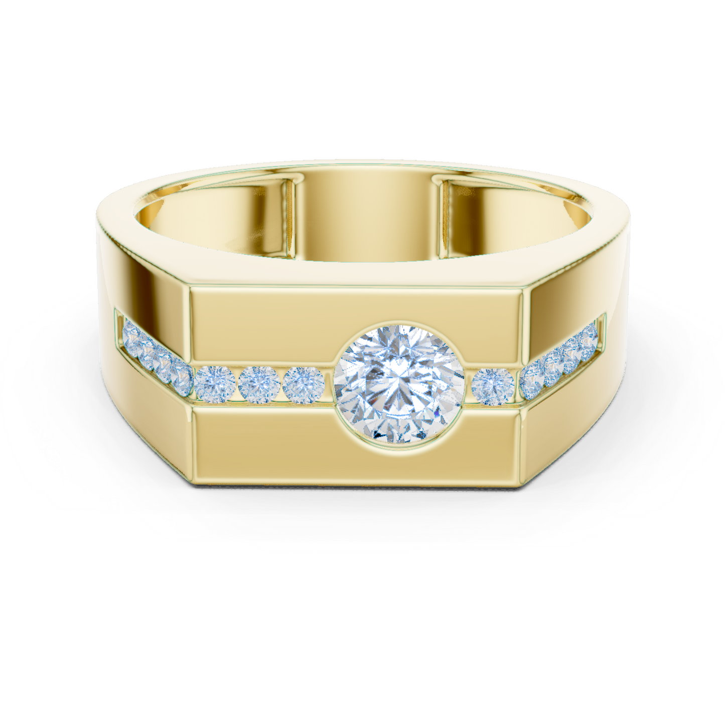 0.68 CTW Round Lab-Grown Diamond Geometric Men’s Band in 14K Gold
