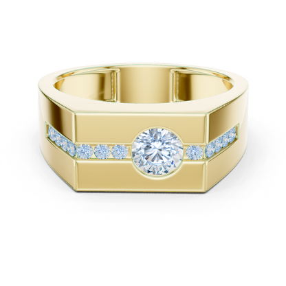 0.68 CTW Round Lab-Grown Diamond Geometric Men’s Band in 14K Gold
