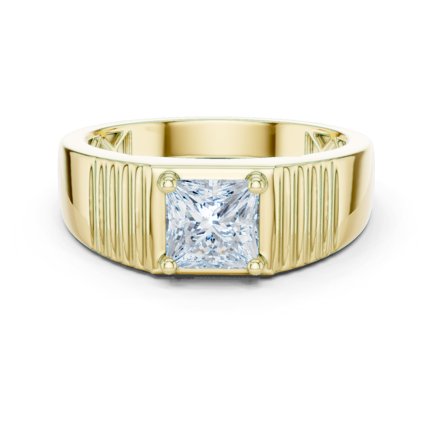 0.78 CT Princess-Cut Lab-Grown Diamond Men’s Ring in 14K Gold