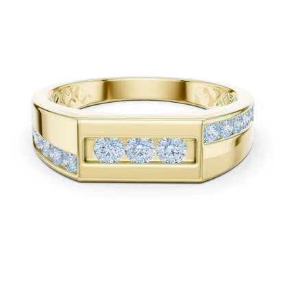 0.55 CTW Round Lab-Grown Diamond Geometric Men’s Band in 14K Gold