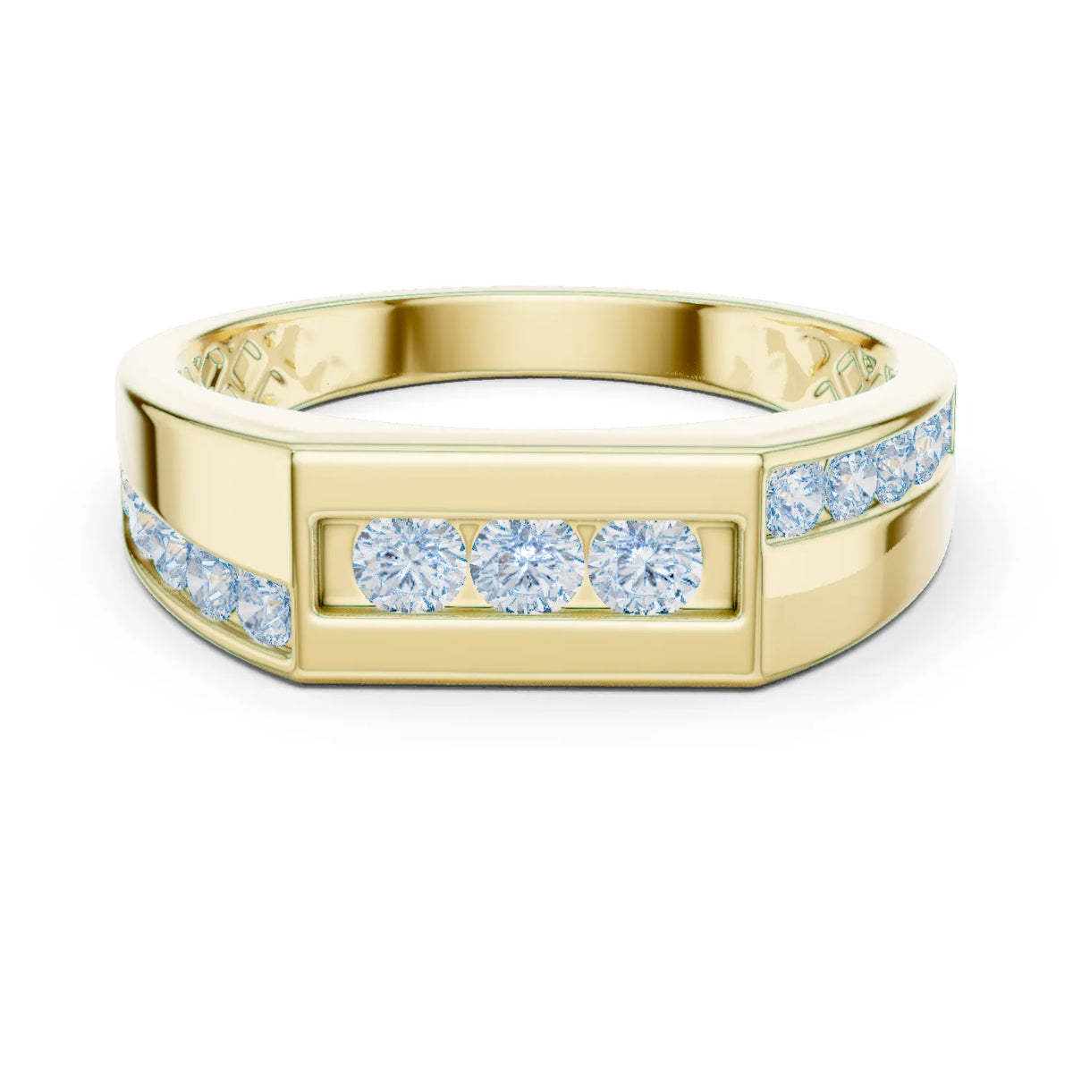 0.55 CTW Round Lab-Grown Diamond Geometric Men’s Band in 14K Gold