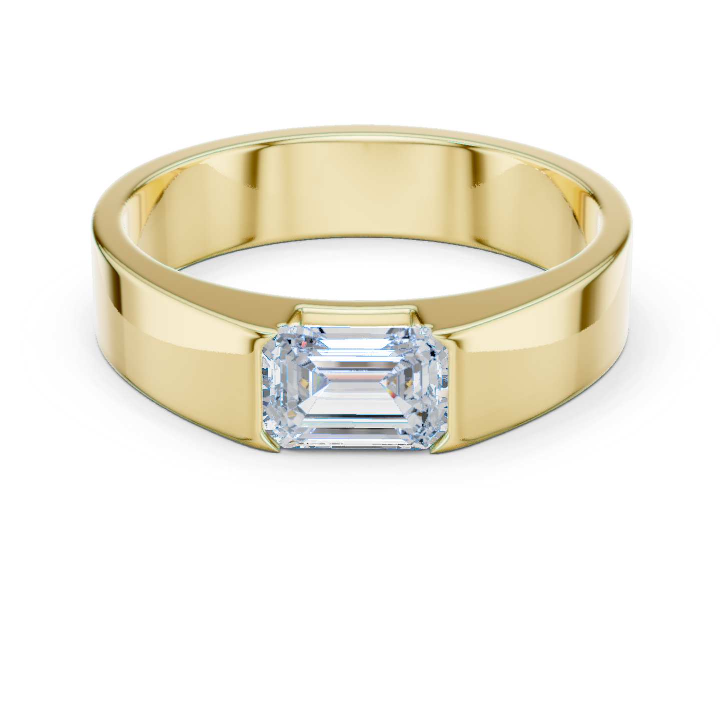 1.02 CT Emerald-Cut Lab-Grown Diamond Men’s Band in 14K Gold