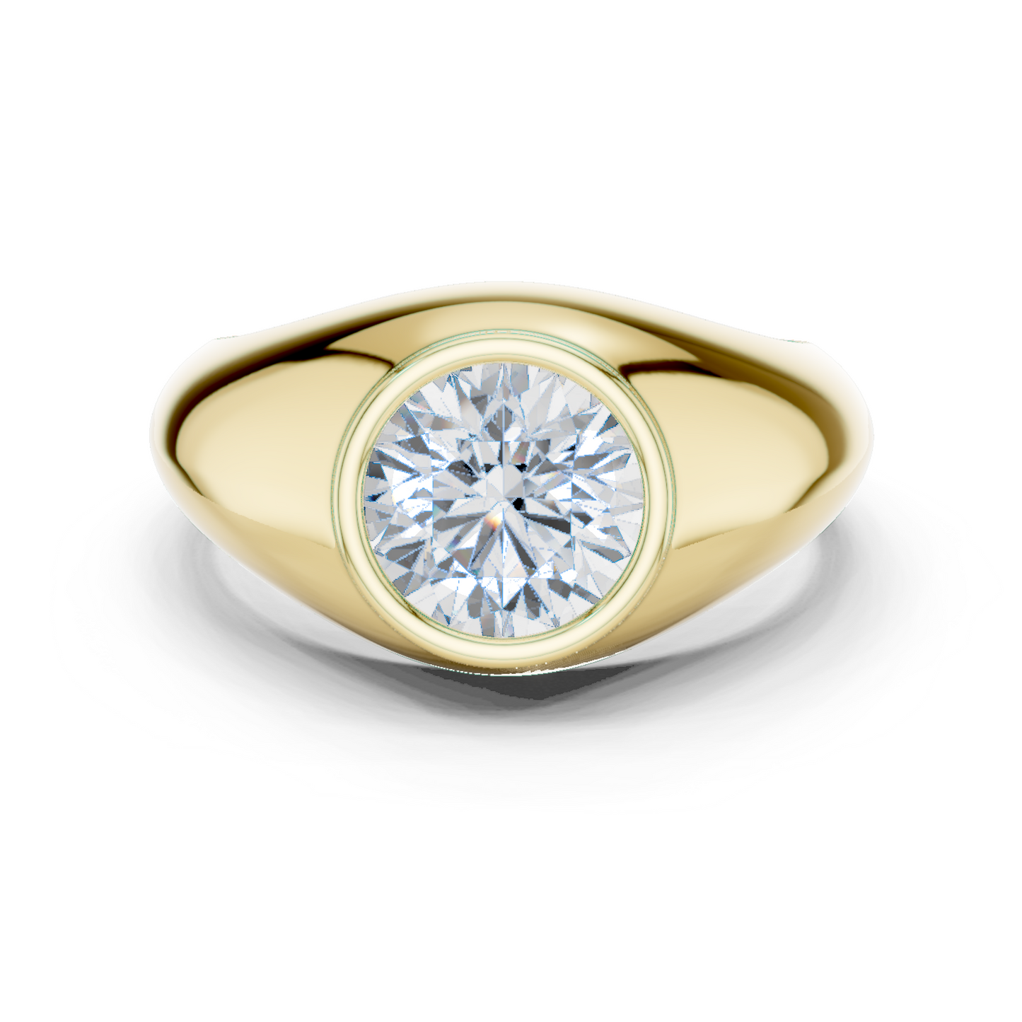 2.00 CT Round Lab-Grown Diamond Bezel-Set Men’s Signet Ring in 14K Gold