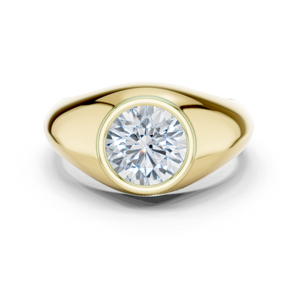 2.00 CT Round Lab-Grown Diamond Bezel-Set Men’s Signet Ring in 14K Gold