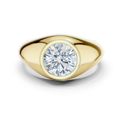2.00 CT Round Lab-Grown Diamond Bezel-Set Men’s Signet Ring in 14K Gold