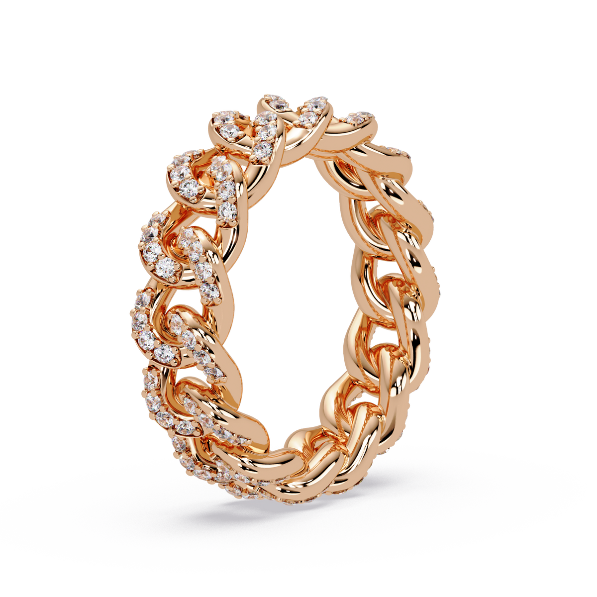 0.8 CTW Pavé Cuban Link Diamond Ring