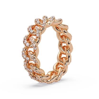 0.8 CTW Pavé Cuban Link Diamond Ring