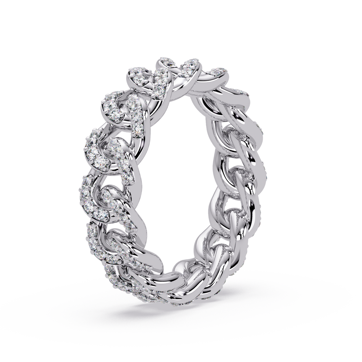 0.8 CTW Pavé Cuban Link Diamond Ring