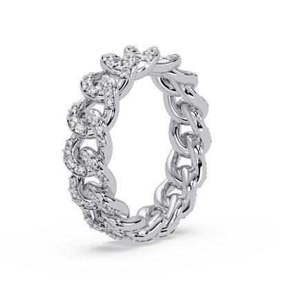 0.8 CTW Pavé Cuban Link Diamond Ring