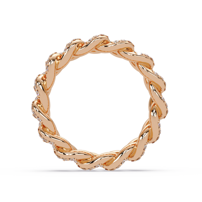 0.8 CTW Pavé Cuban Link Diamond Ring