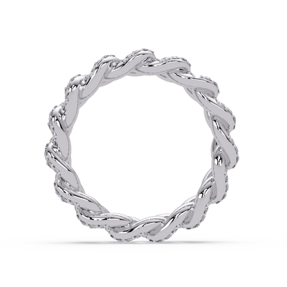 0.8 CTW Pavé Cuban Link Diamond Ring