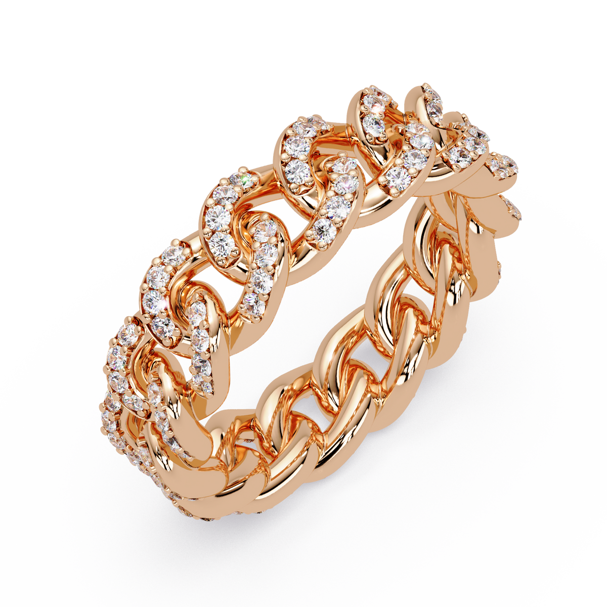 0.8 CTW Pavé Cuban Link Diamond Ring