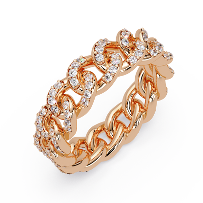 0.8 CTW Pavé Cuban Link Diamond Ring