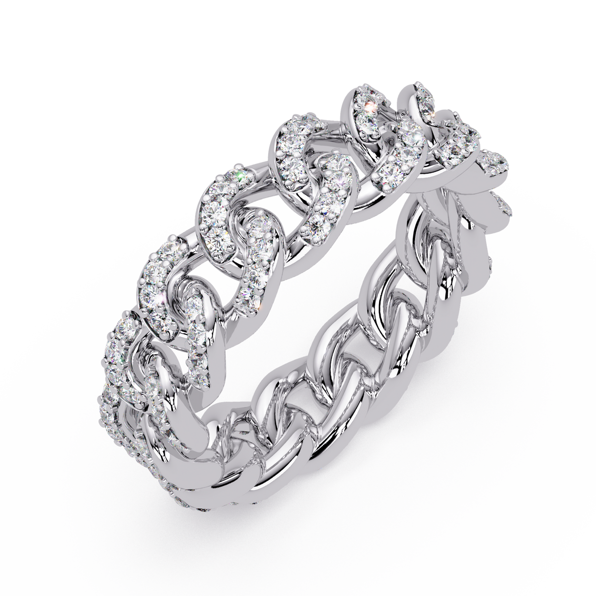 0.8 CTW Pavé Cuban Link Diamond Ring