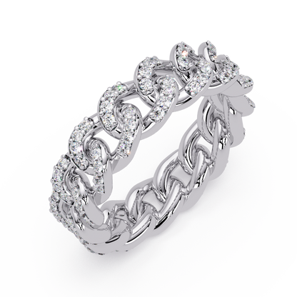 0.8 CTW Pavé Cuban Link Diamond Ring