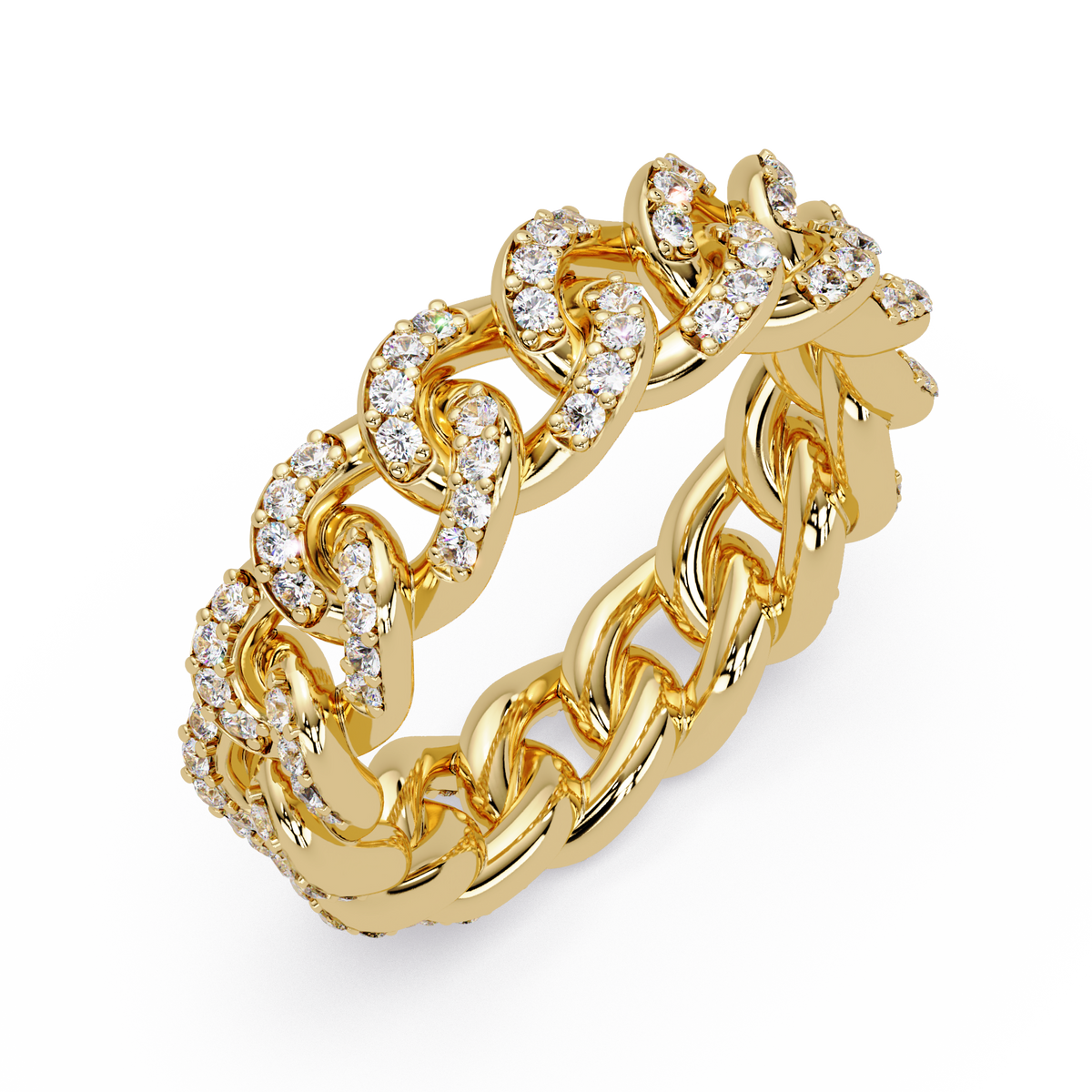 0.8 CTW Pavé Cuban Link Diamond Ring