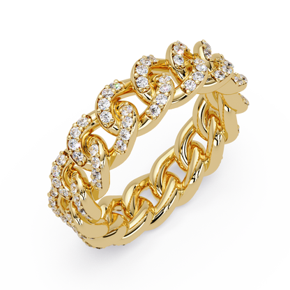 0.8 CTW Pavé Cuban Link Diamond Ring