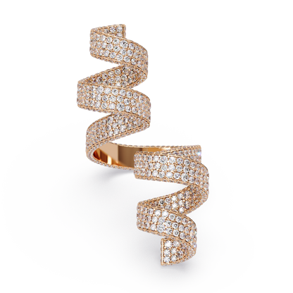 5.5 CTW Spiral Pavé Statement Diamond Ring