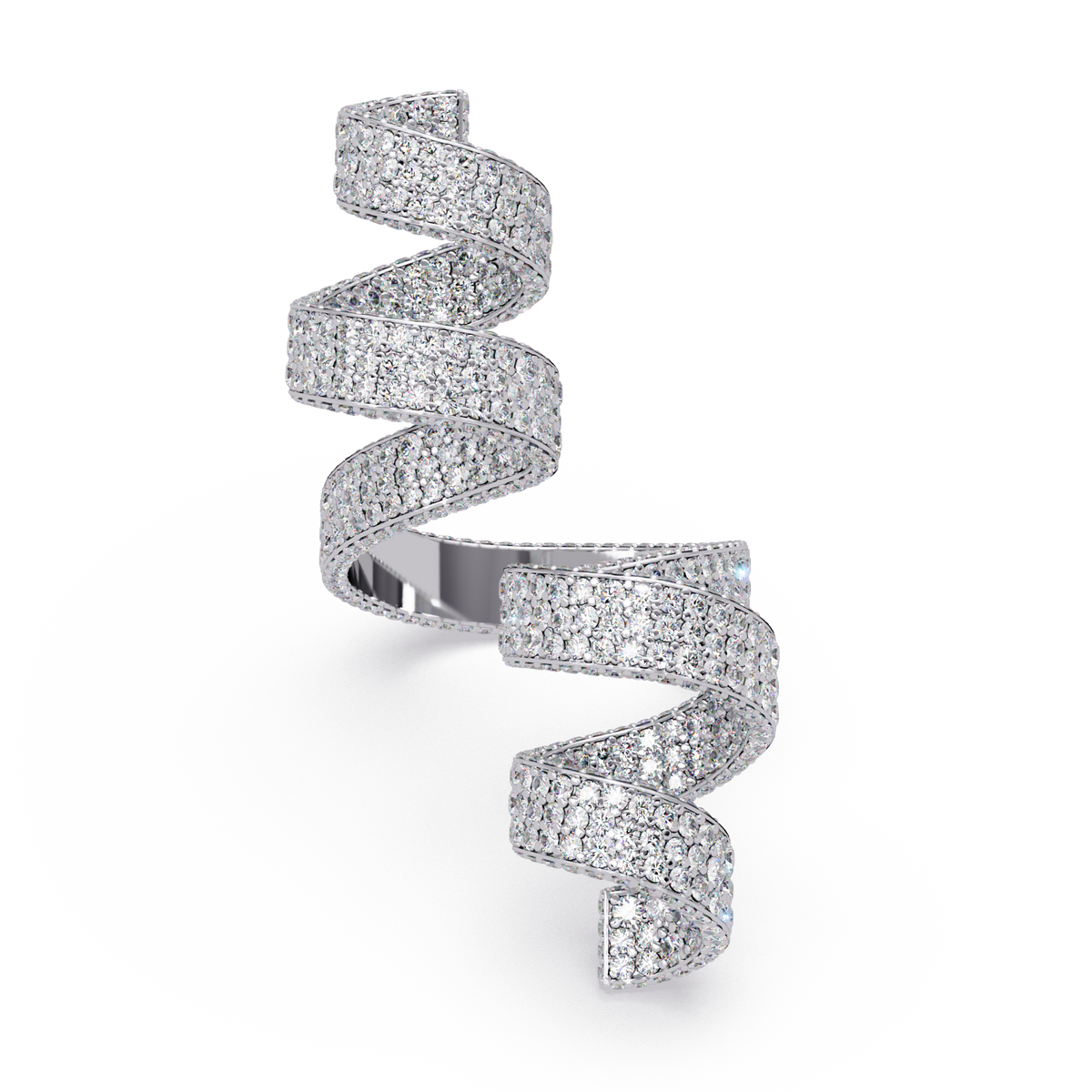 5.5 CTW Spiral Pavé Statement Diamond Ring