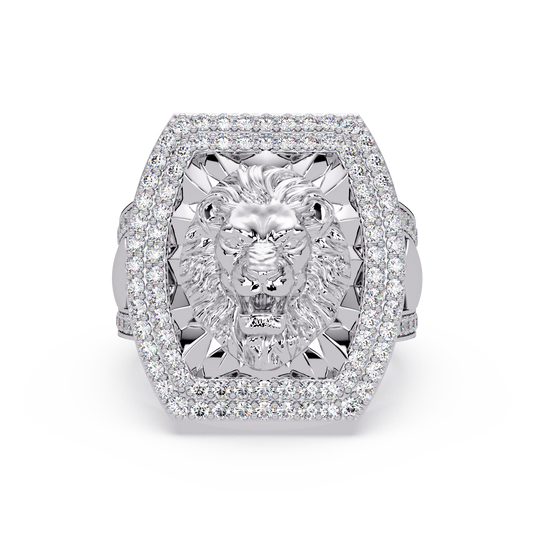 1.1 CTW Lion Crest Pavé Diamond Ring