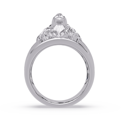 Sculptural Lion Crest Statement Ring in White Gold, side profile – Lunéa Paris
