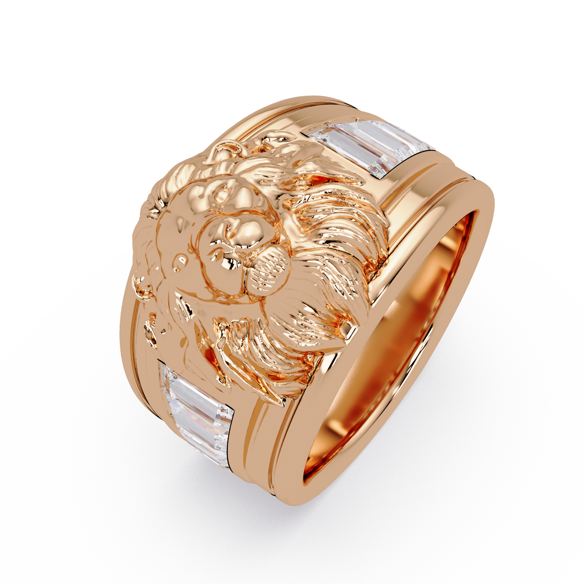 Sculptural Lion Crest Statement Ring in Rose Gold – Lunéa Paris