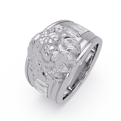 Sculptural Lion Crest Statement Ring in White Gold – Lunéa Paris